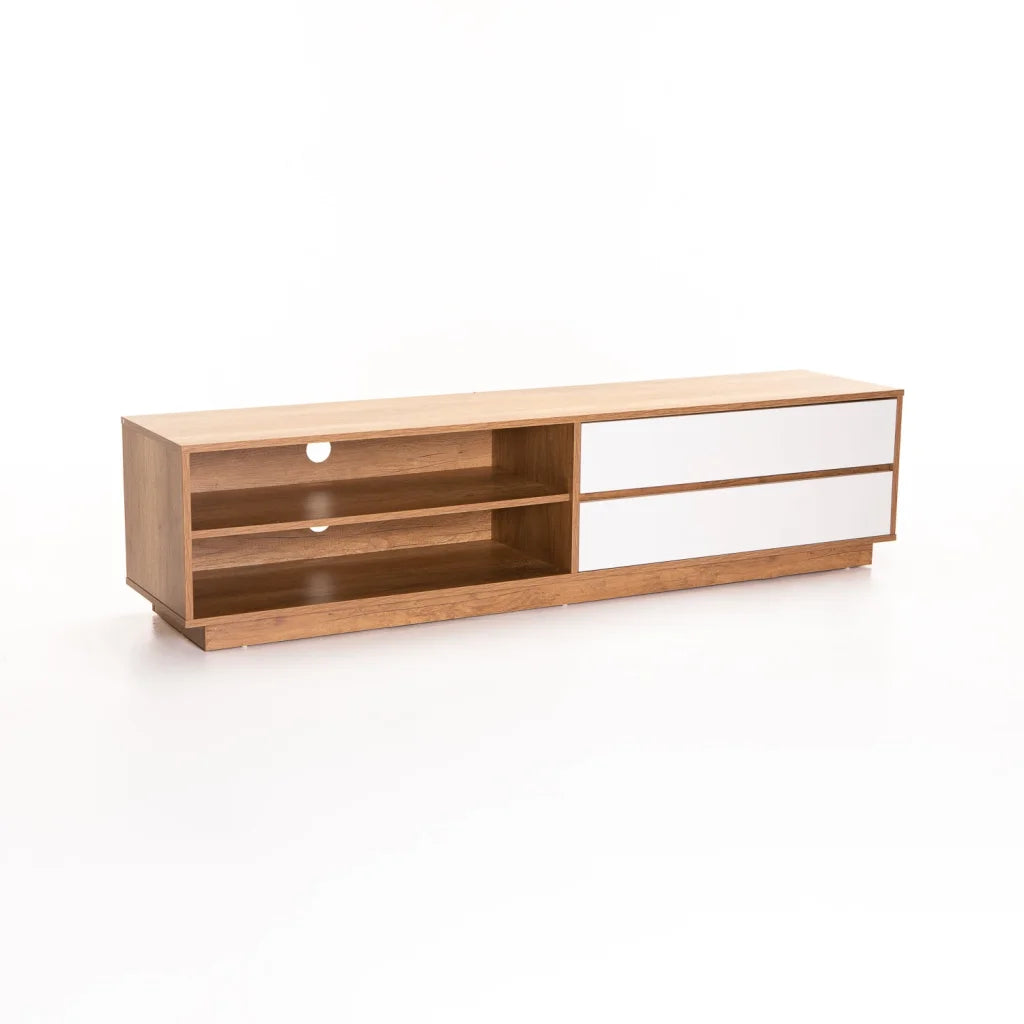 CENTO 180cm 2 DRAWER TV/PLASMA UNIT-WILD OAK/WHITE