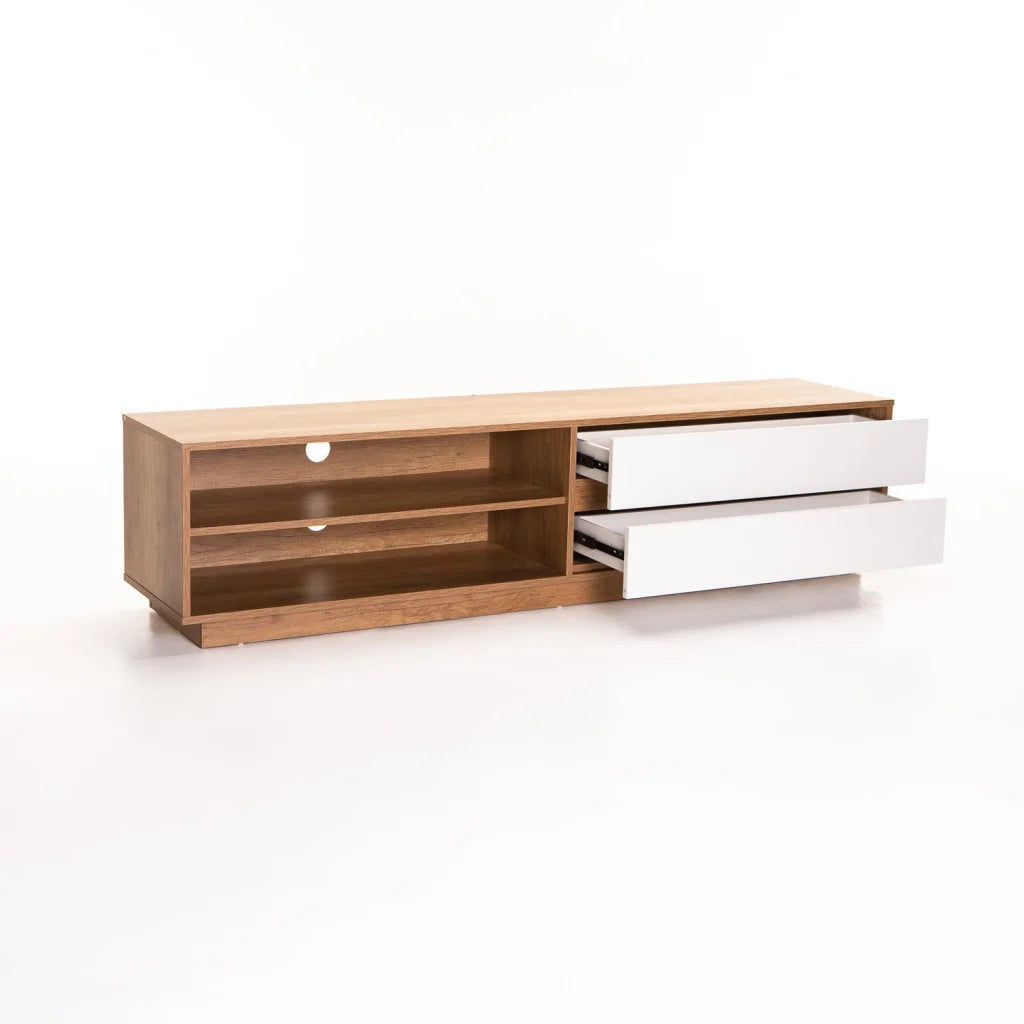 CENTO 180cm 2 DRAWER TV/PLASMA UNIT-WILD OAK/WHITE