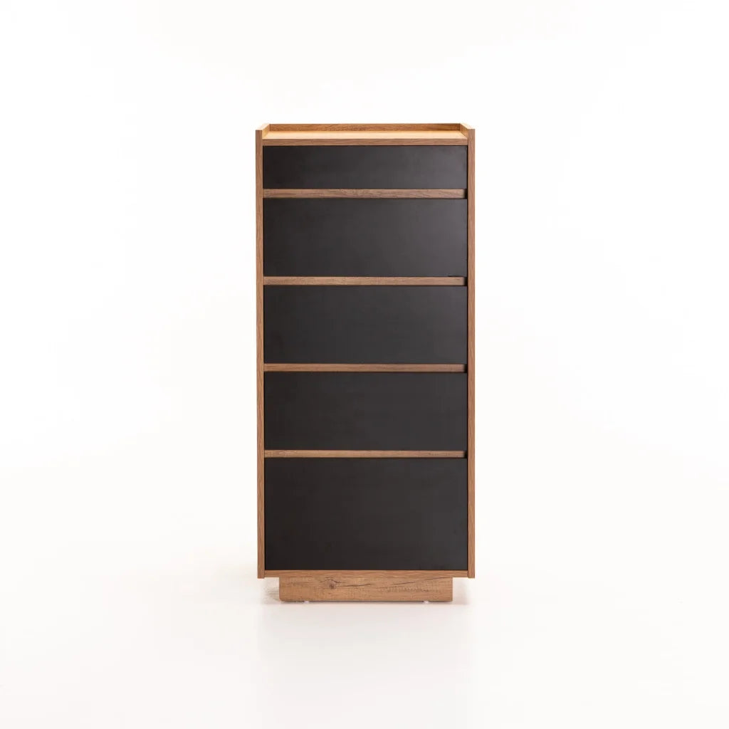 CENTO 5 DRAWER CHEST - WILD OAK/BLACK