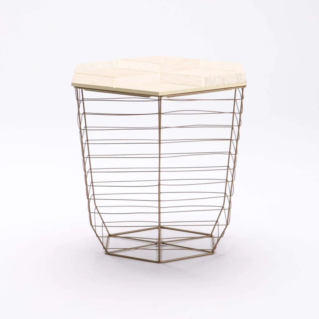 CLEO SET OF 2 TABLES - GOLD / WHITEWASH