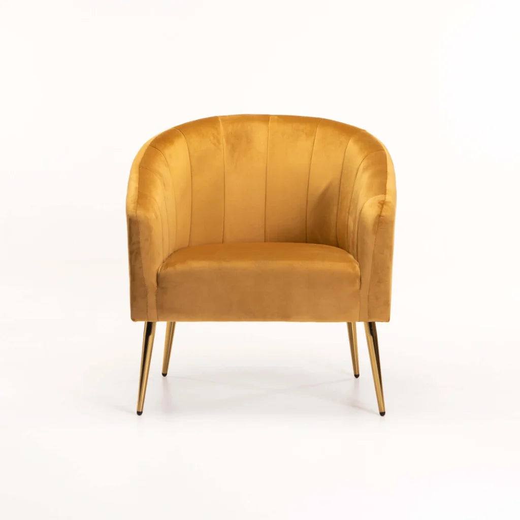 COLT VELVET CHAIR - MUSTARD/GOLD LEGS