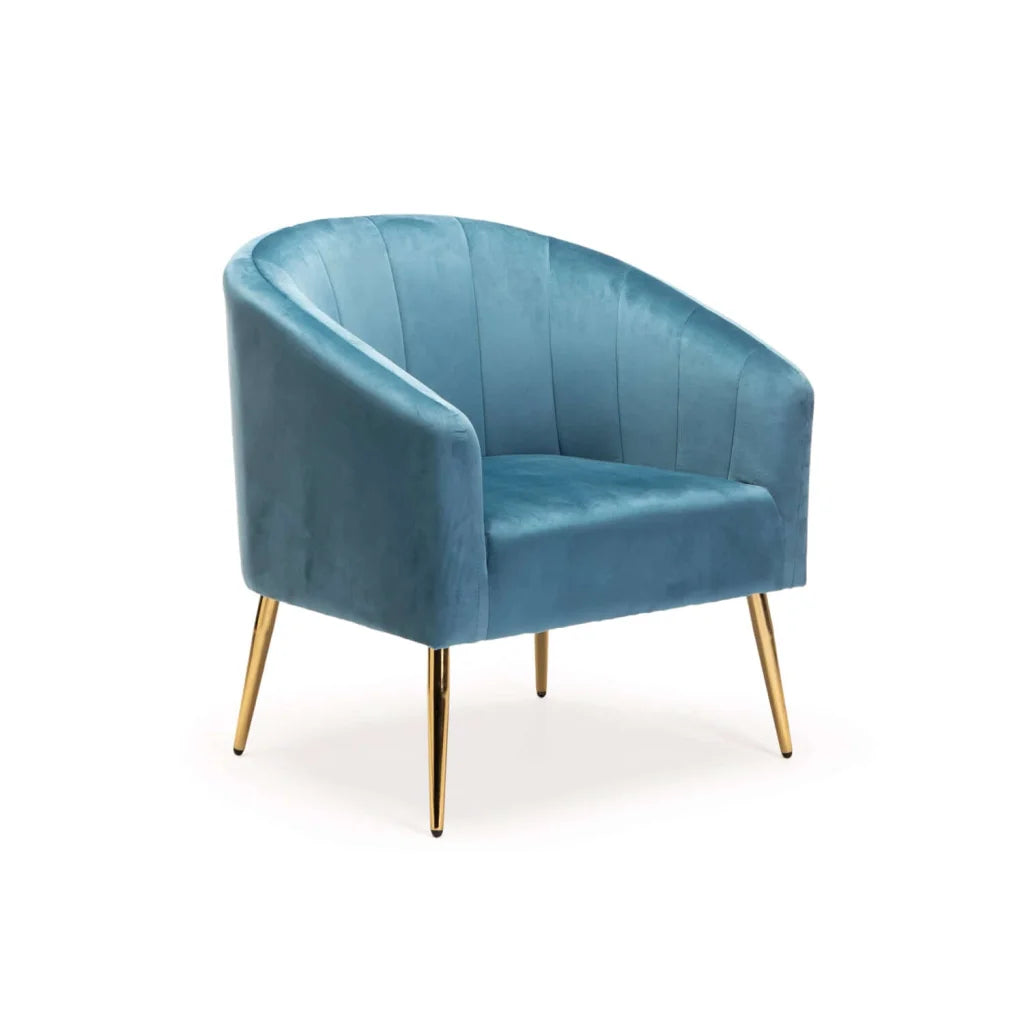 COLT VELVET CHAIR - PETROL BLUE/GOLD LEGS