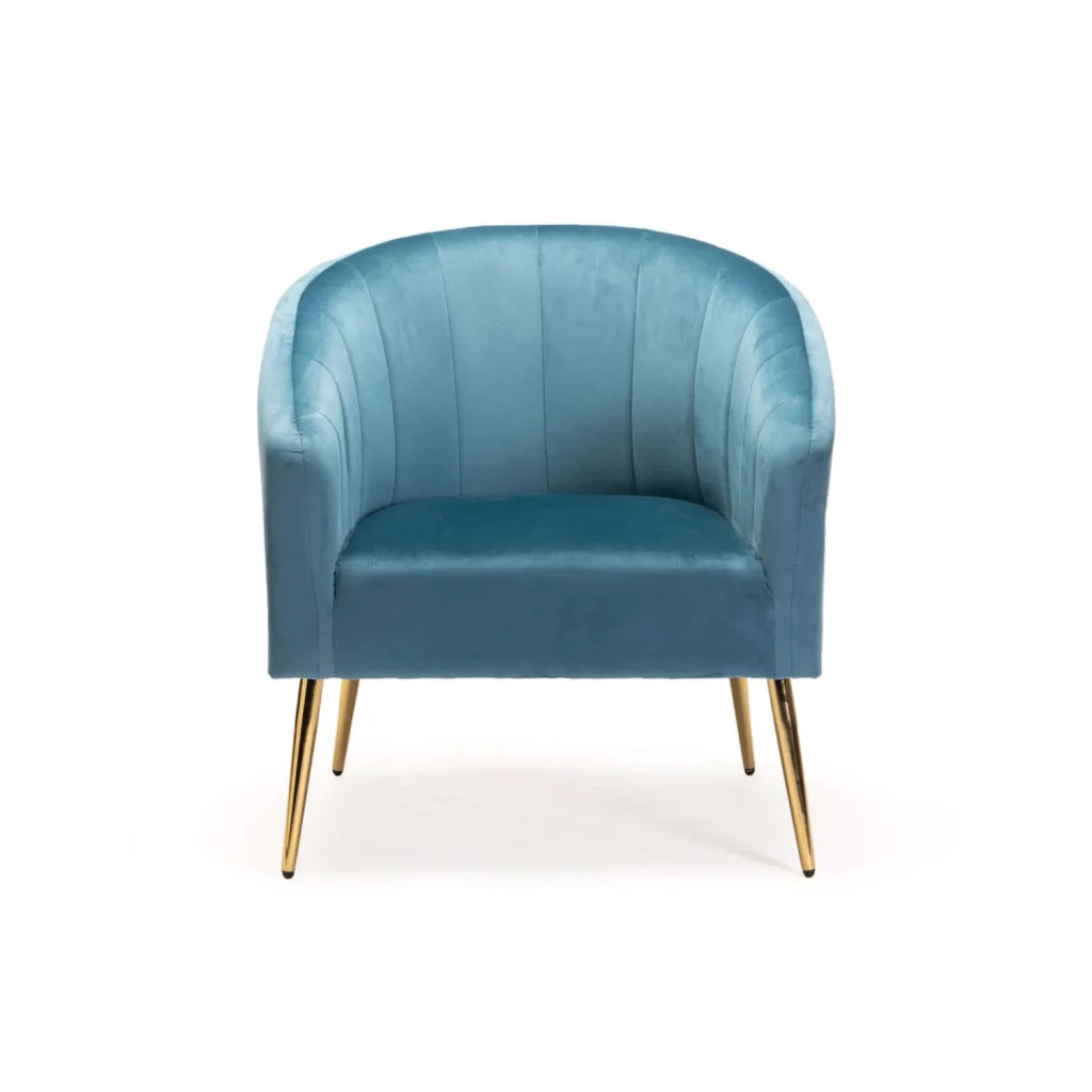 COLT VELVET CHAIR - PETROL BLUE/GOLD LEGS