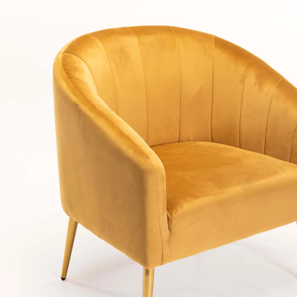 COLT VELVET CHAIR - MUSTARD/GOLD LEGS