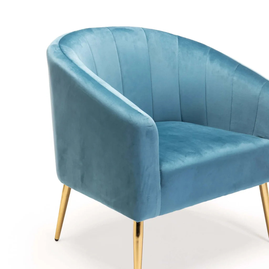 COLT VELVET CHAIR - PETROL BLUE/GOLD LEGS