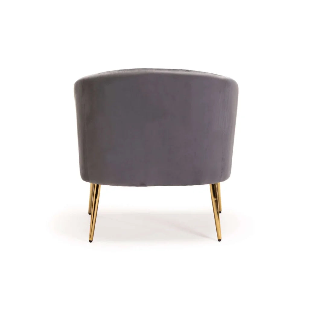 COLT VELVET CHAIR - GREY/GOLD LEGS