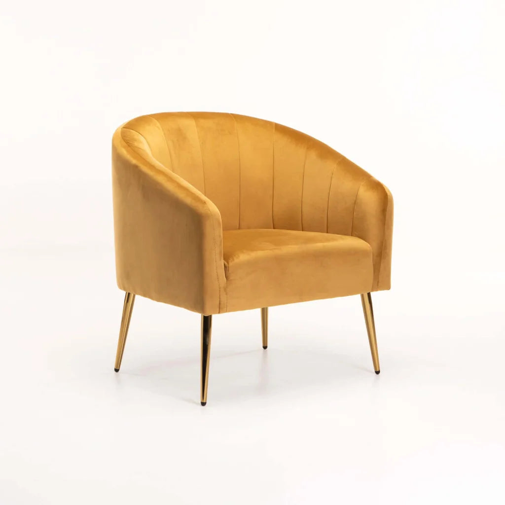 COLT VELVET CHAIR - MUSTARD/GOLD LEGS