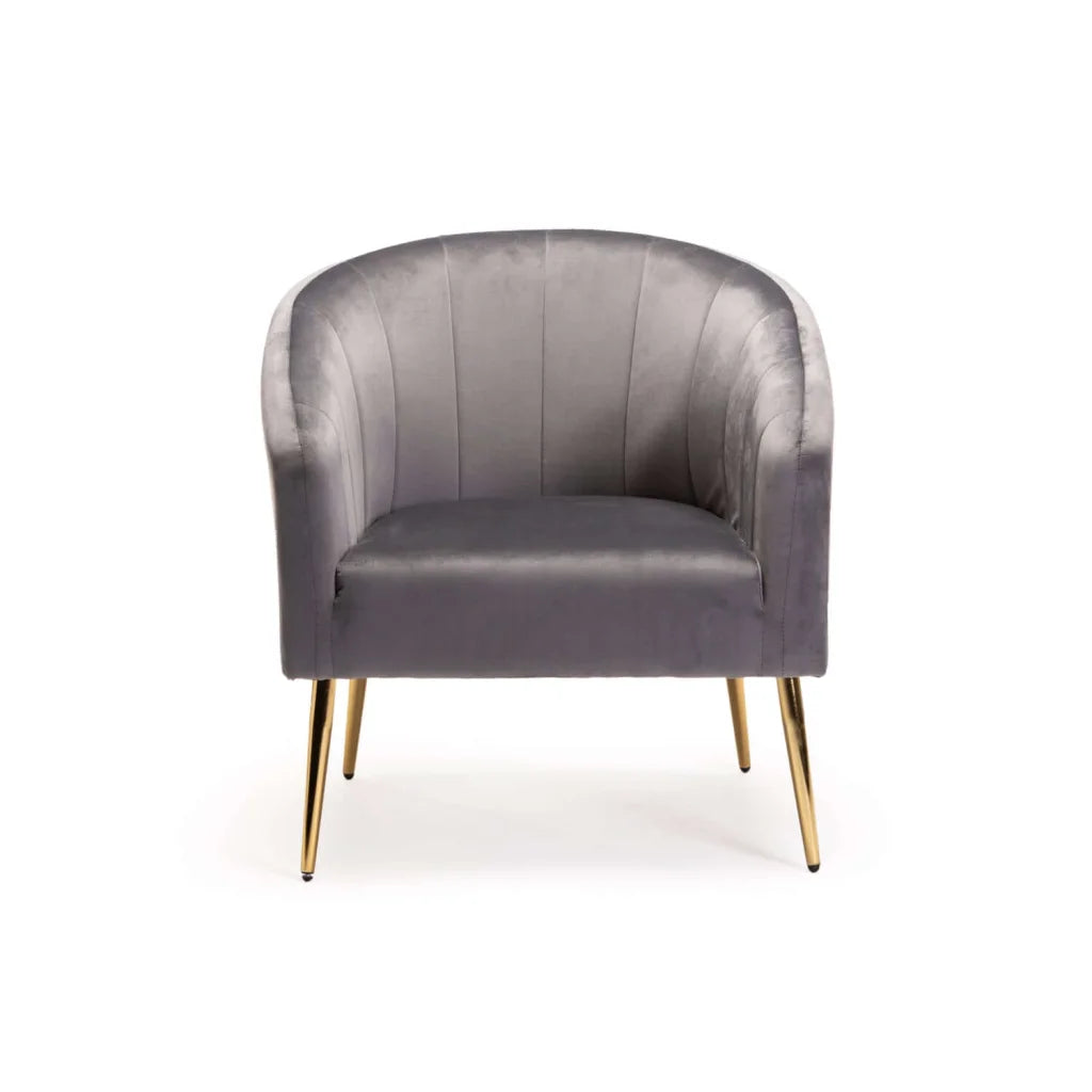 COLT VELVET CHAIR - GREY/GOLD LEGS