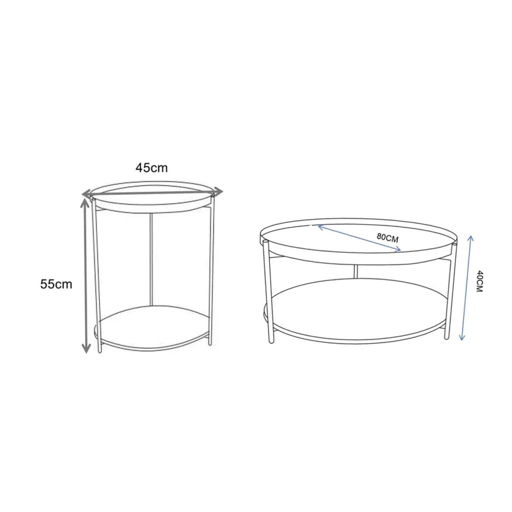 DAISY SIDE TABLE & COFFEE TABLE COMBO - BLACK - BLACK / BLACK