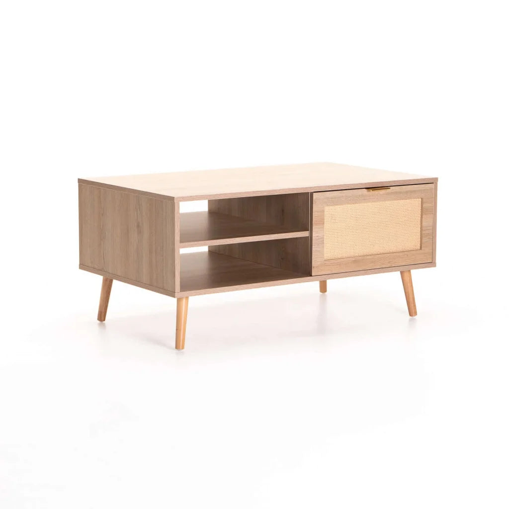 DEWI 100x60cm COFFEE TABLE - RUSTIC LIGHT OAK