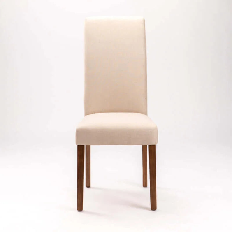 EARL DELUXE FABRIC DINING CHAIR - CREAM/WL LEG