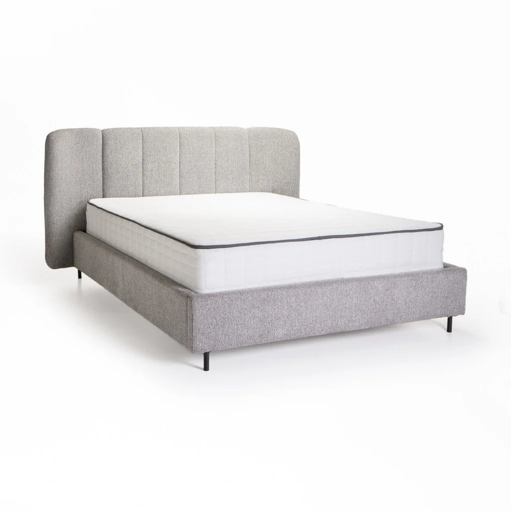 EDEN TEXTURED FABRIC QUEEN XL BED - GREY