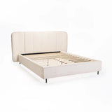 EDEN TEXTURED FABRIC QUEEN XL BED - CREAM