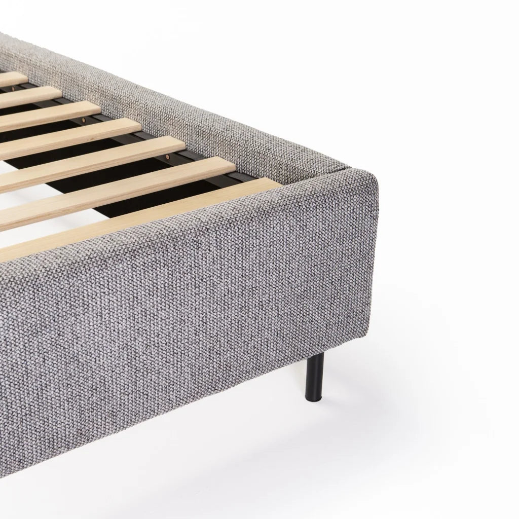 EDEN TEXTURED FABRIC QUEEN XL BED - GREY