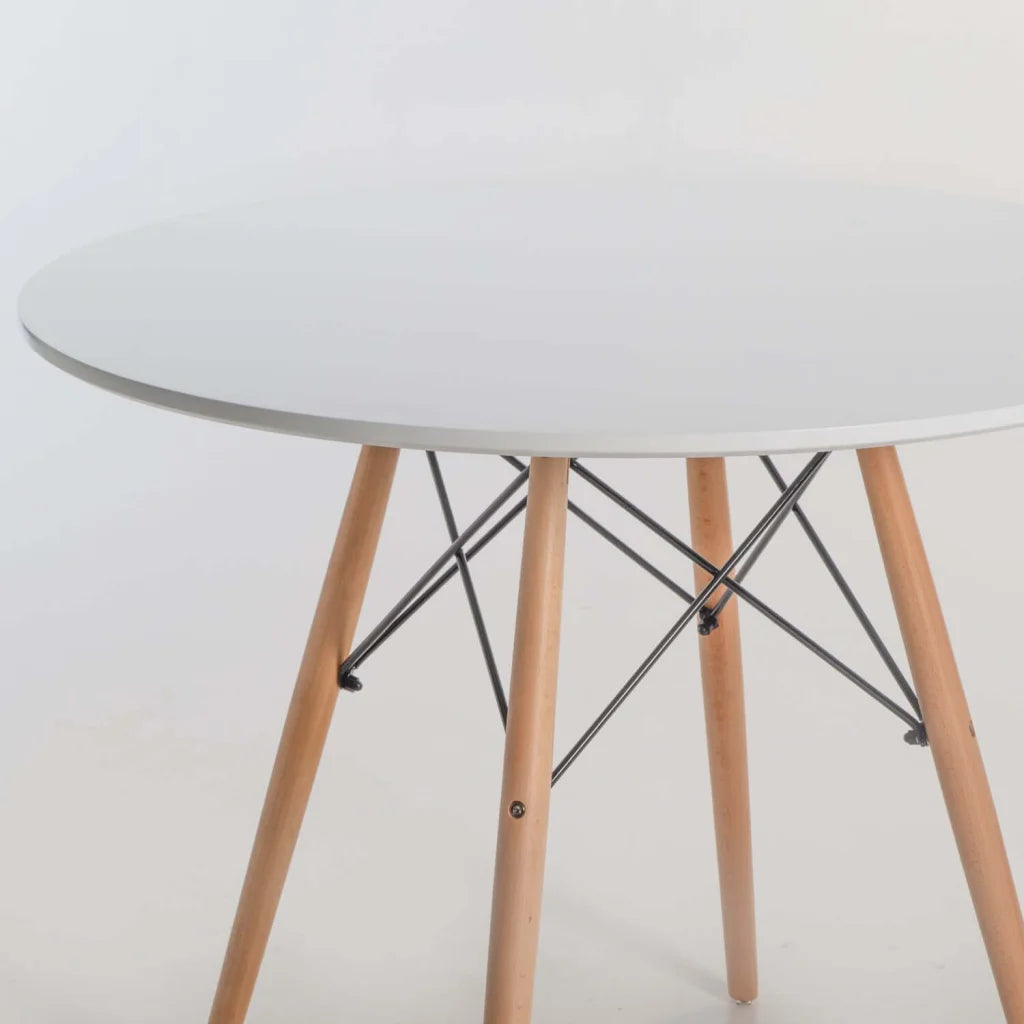 ELIA 90cm ROUND WOODEN LEG DINING TABLE-WHITE