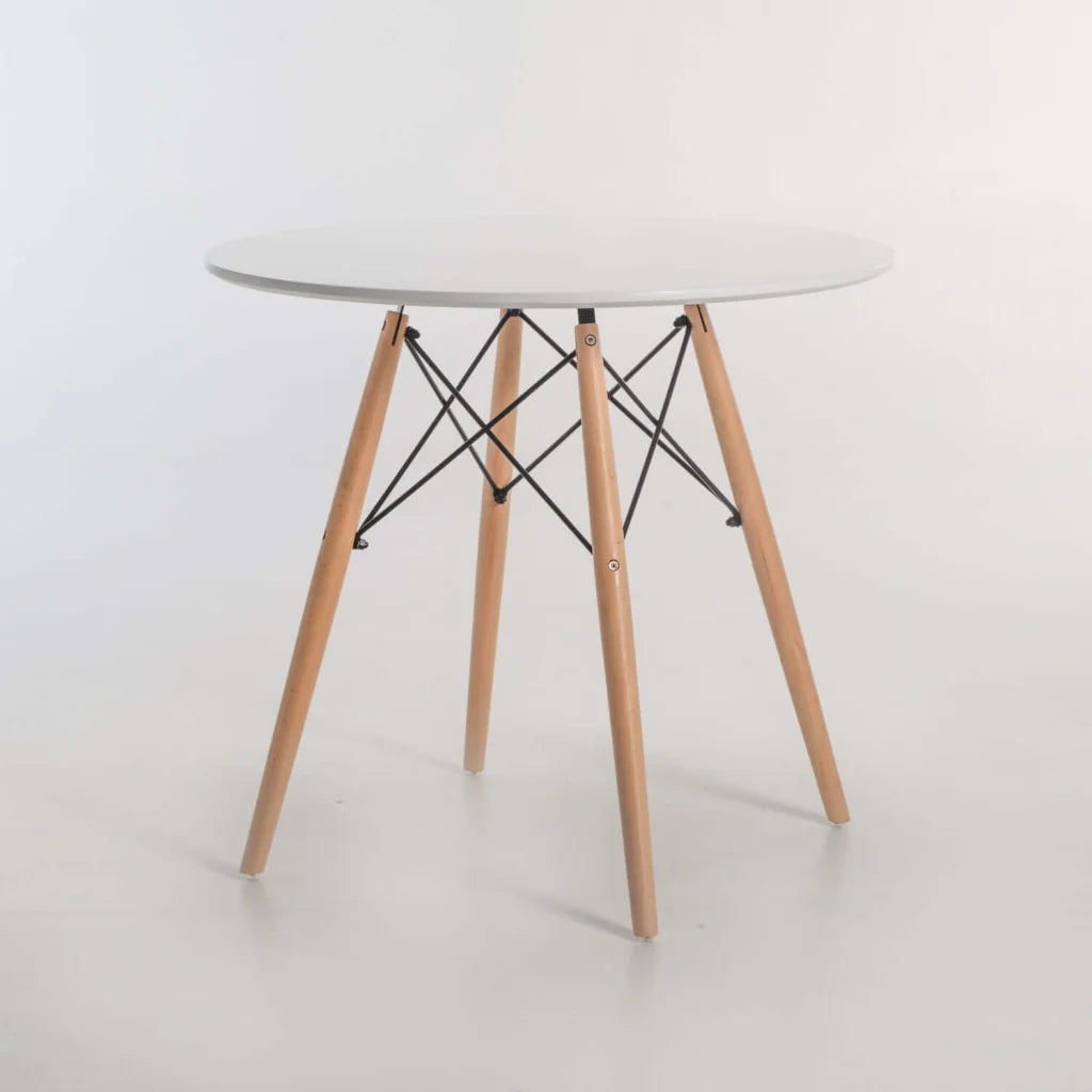ELIA 80cm ROUND WOODEN LEG DINING TABLE-WHITE