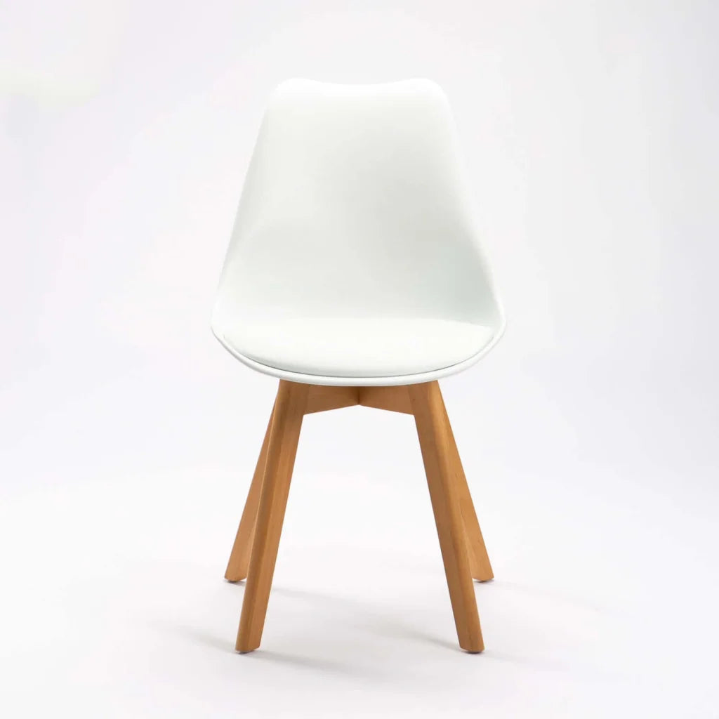 ELIA WOODEN LEG DINING CHAIR - WHITE