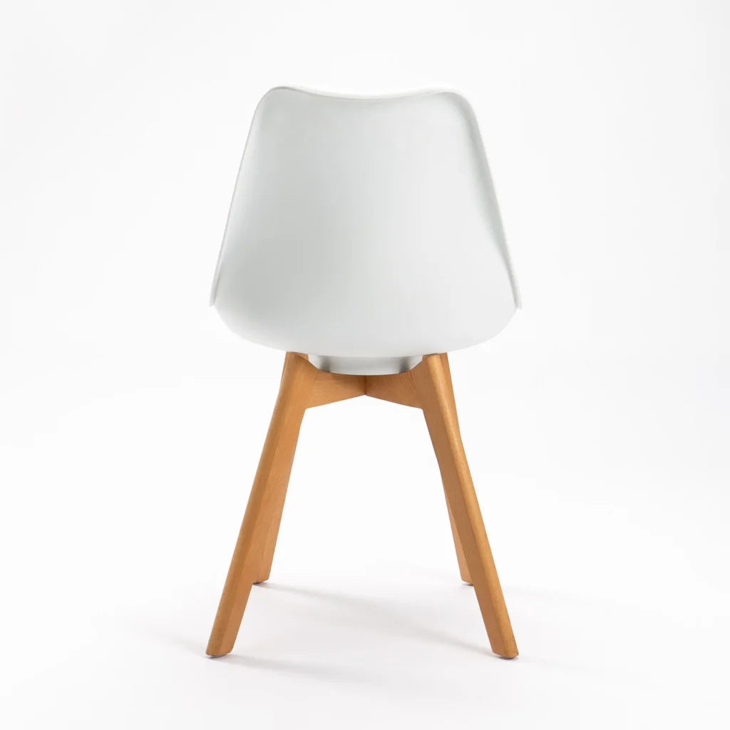 ELIA WOODEN LEG DINING CHAIR - WHITE