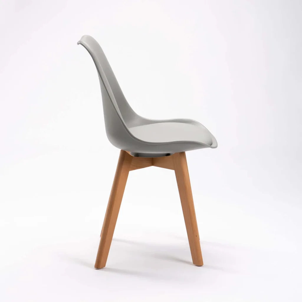 ELIA WOODEN LEG DINING CHAIR - GREY