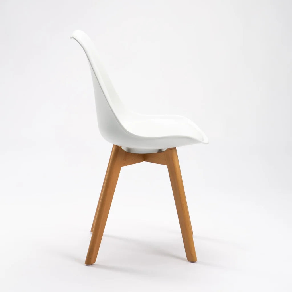 ELIA WOODEN LEG DINING CHAIR - WHITE