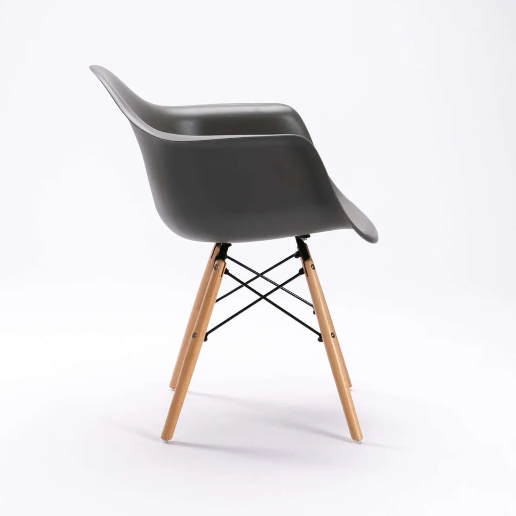 EMMY WOODEN LEG ARMCHAIR - DARK GREY
