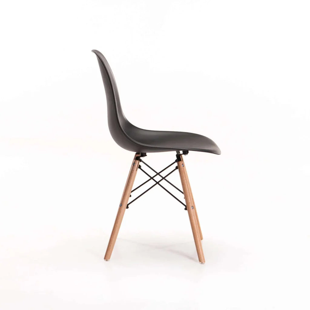 EMMY WOODEN LEG DINING CHAIR - BLACK
