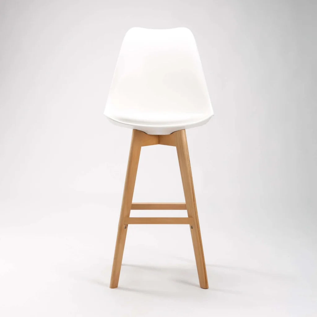 EVA WOODEN LEG BARSTOOL - WHITE