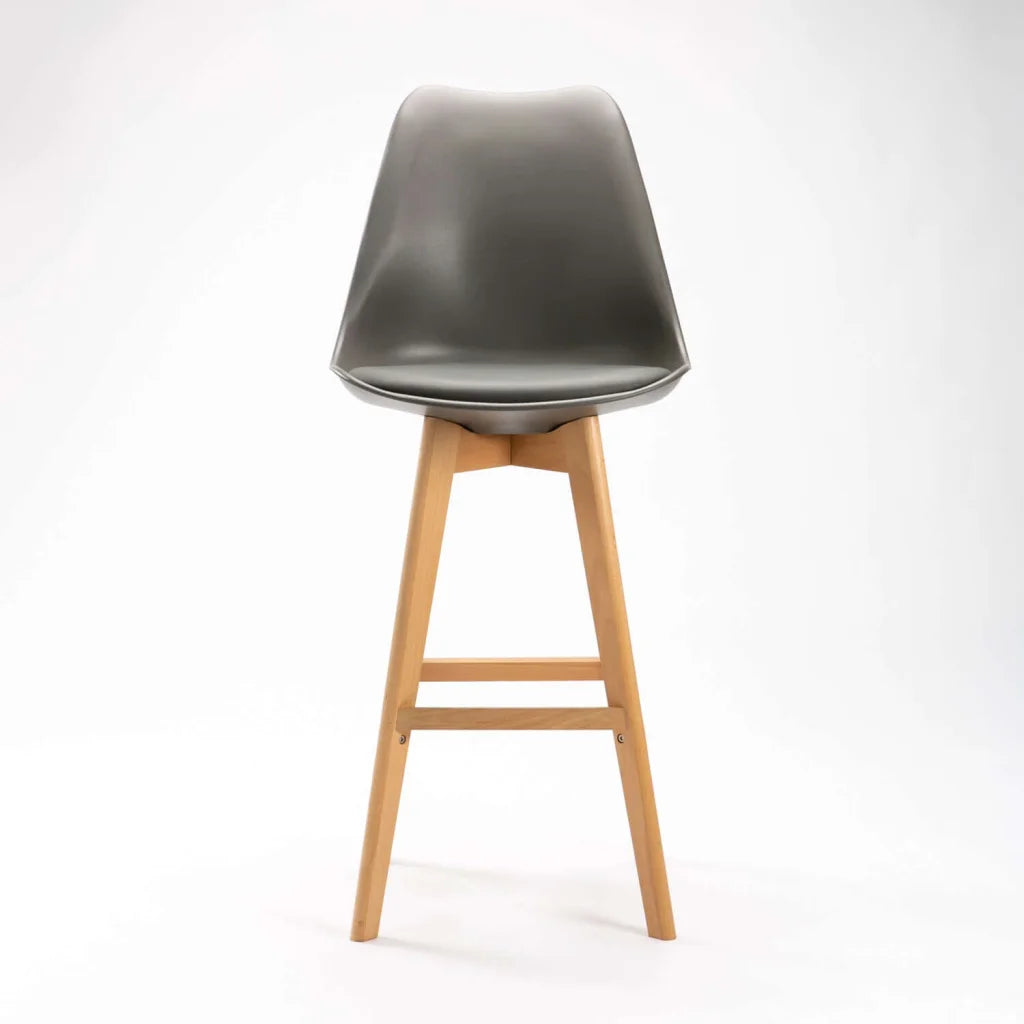 EVA WOODEN LEG BARSTOOL - DARK GREY