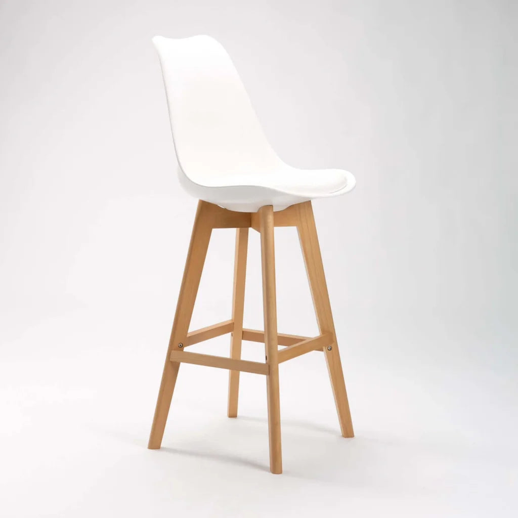 EVA WOODEN LEG BARSTOOL - WHITE