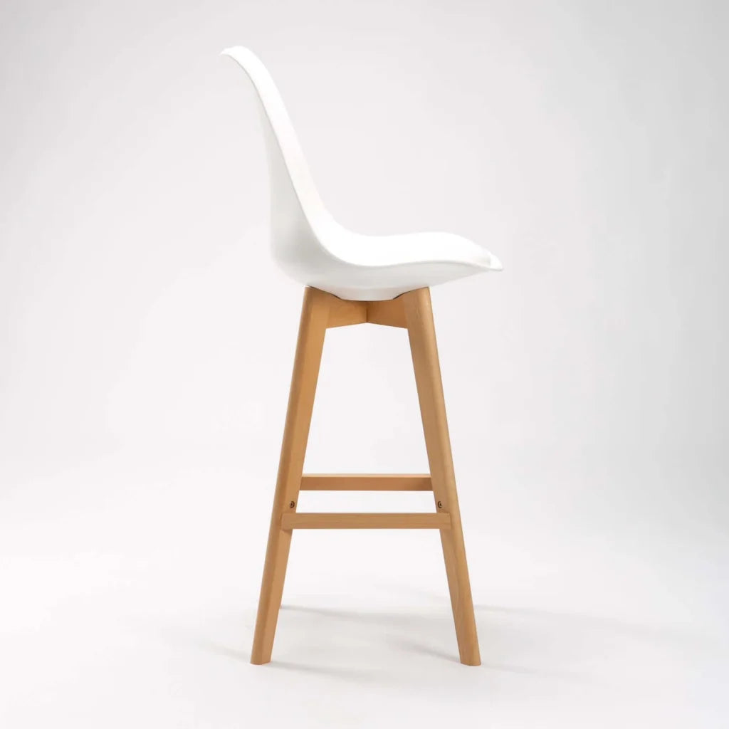 EVA WOODEN LEG BARSTOOL - WHITE