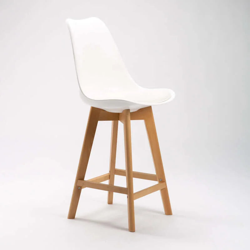 EVA WOODEN LEG KITCHEN STOOL - WHITE