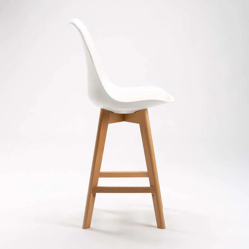 EVA WOODEN LEG KITCHEN STOOL - WHITE