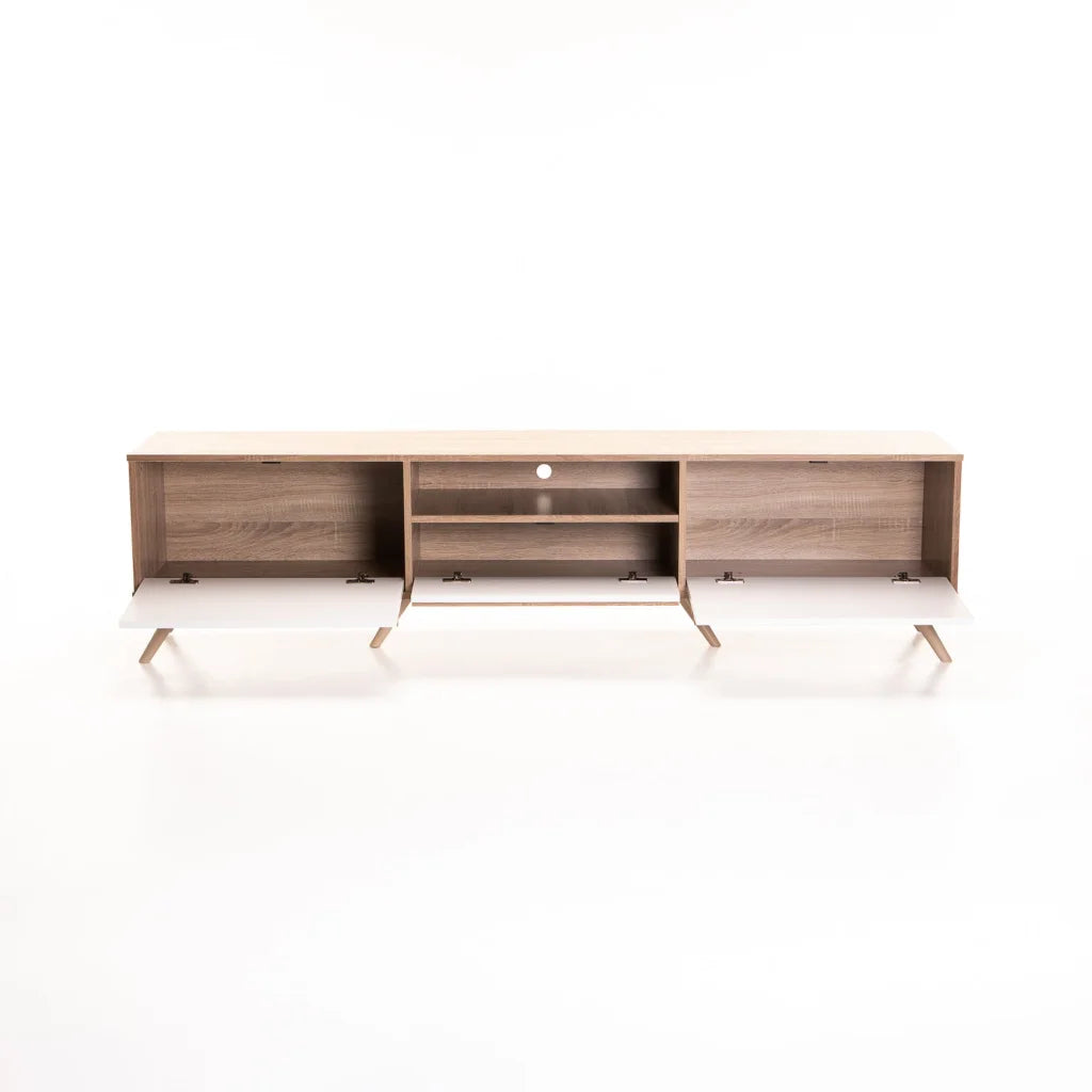 EVE 180cm 2 DOOR 1 DRAWER TV UNIT-LIGHT OAK/WHITE