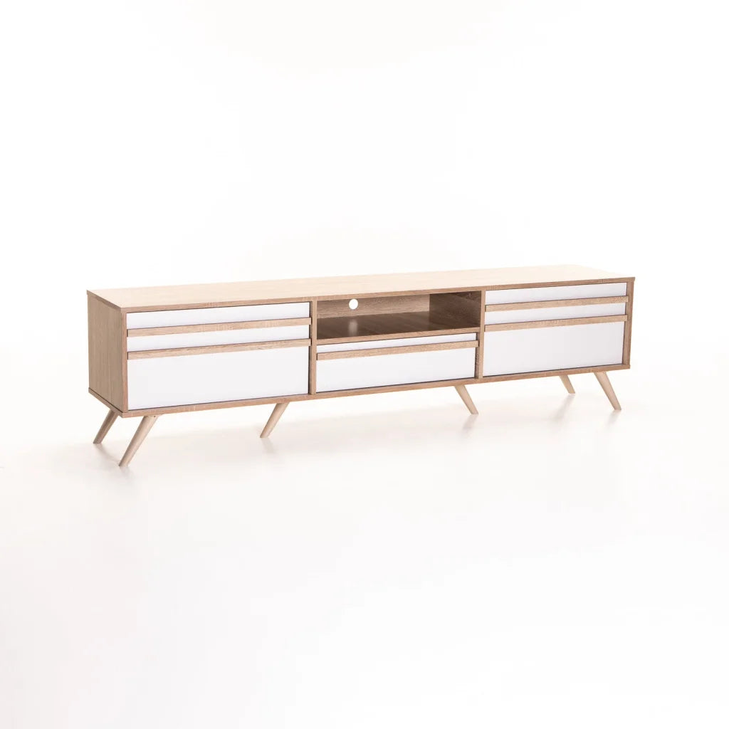 EVE 180cm 2 DOOR 1 DRAWER TV UNIT-LIGHT OAK/WHITE