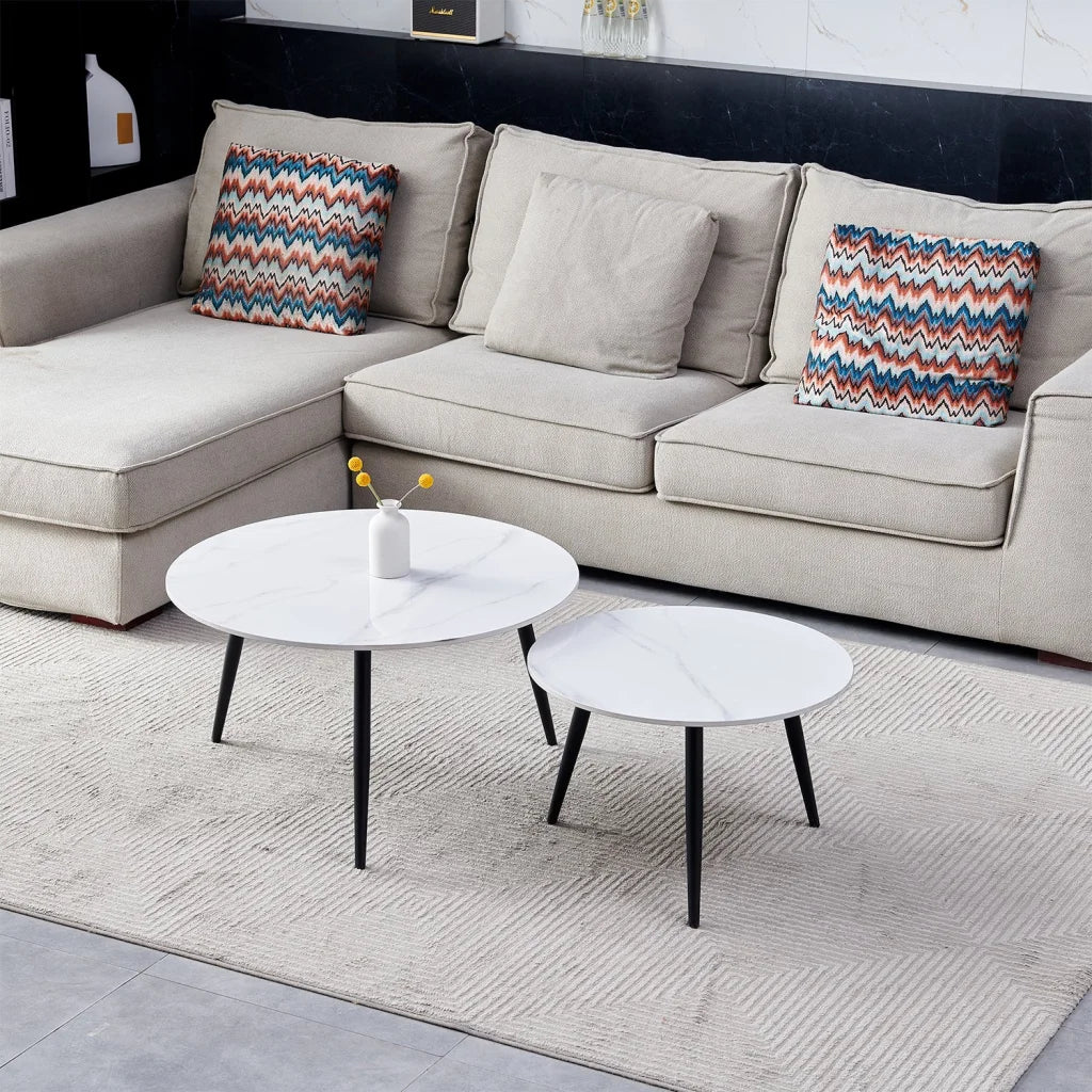 FIA SET OF 2 80/60cm STONE TOP CT-WHITE TOP