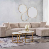 GIO SET OF 2 70/50cm STONE TOP CT-GOLD LEG/WH TOP