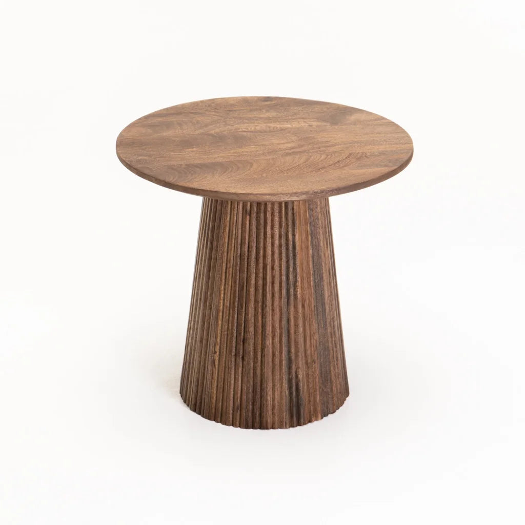 GOA 50cm ROUND SOLID WOOD SIDE TABLE - LIGHT BROWN