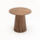 GOA 50cm ROUND SOLID WOOD SIDE TABLE - LIGHT BROWN