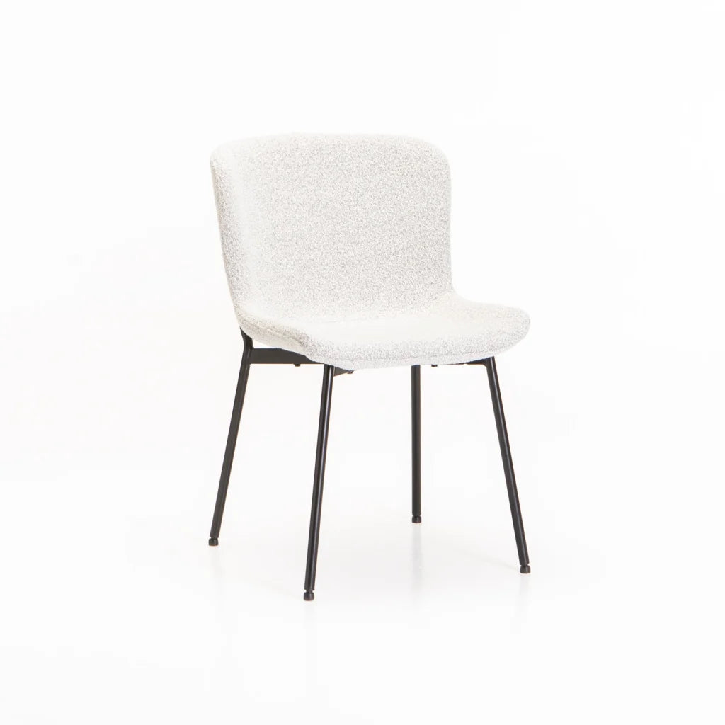 INDIE BOUCLÉ FABRIC DINING CHAIR - CREAM
