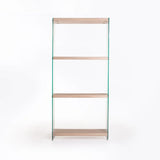 IVY 10MM TEMPERED GLASS BOOKCASE - OAK (165cm H)