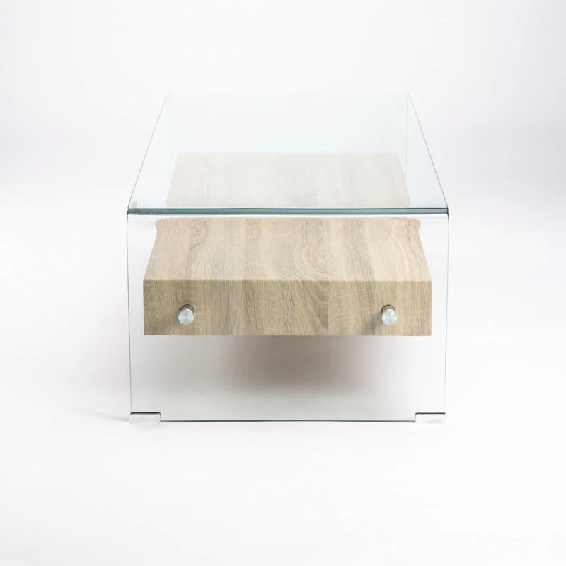 IVY 120x60cm 12MM TEMP GLASS COFFEE TABLE WITH DRAWER