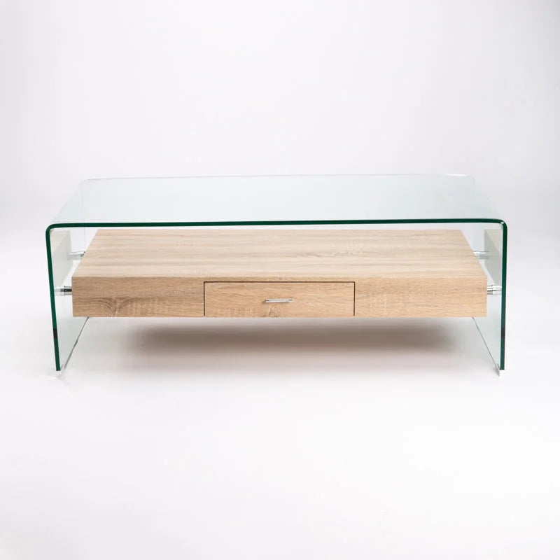 IVY 120x60cm 12MM TEMP GLASS COFFEE TABLE WITH DRAWER