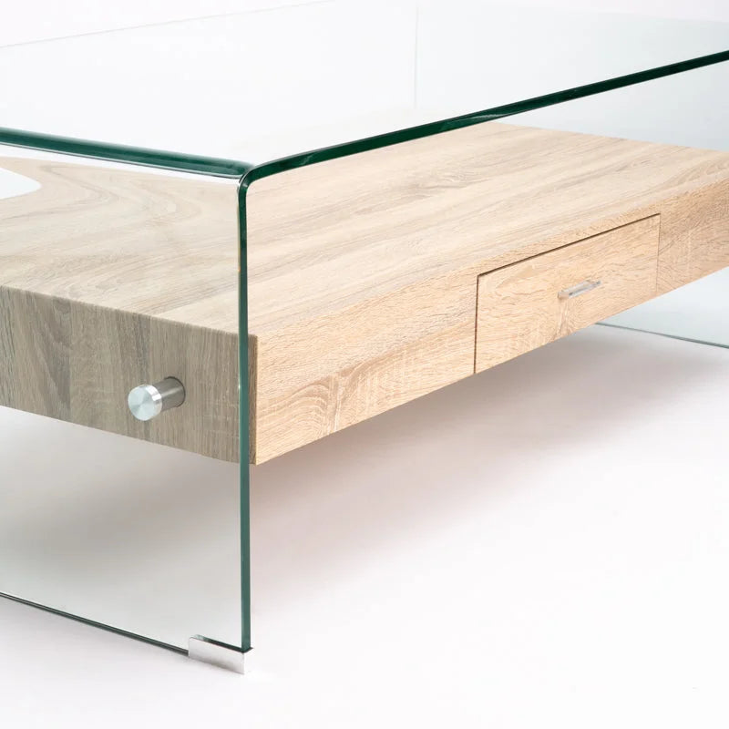 IVY 120x60cm 12MM TEMP GLASS COFFEE TABLE WITH DRAWER