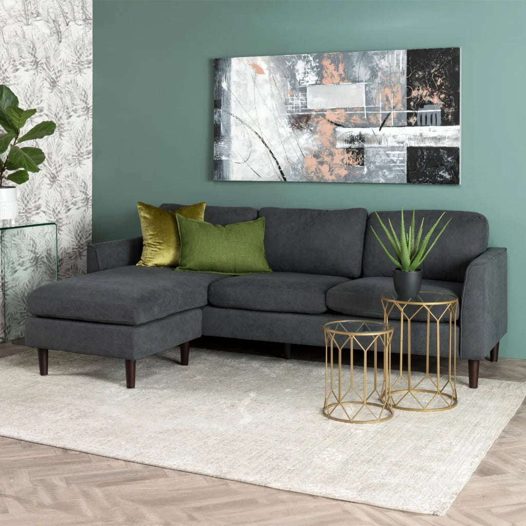 JOEY FABRIC CORNER CHAISE - GREY/DARK LEG