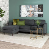JOEY FABRIC CORNER CHAISE - GREY/DARK LEG