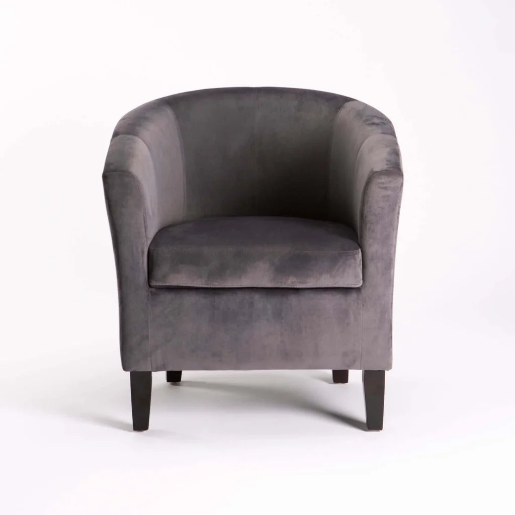 KELLY VELVET TUB ARMCHAIR - DARK GREY/MA LEG