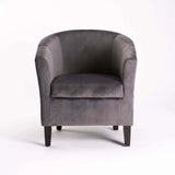 KELLY VELVET TUB ARMCHAIR - DARK GREY/MA LEG