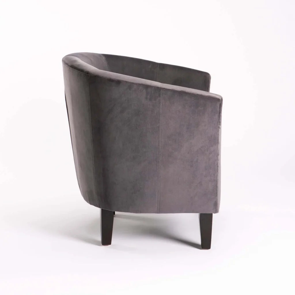 KELLY VELVET TUB ARMCHAIR - DARK GREY/MA LEG