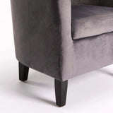 KELLY VELVET TUB ARMCHAIR - DARK GREY/MA LEG