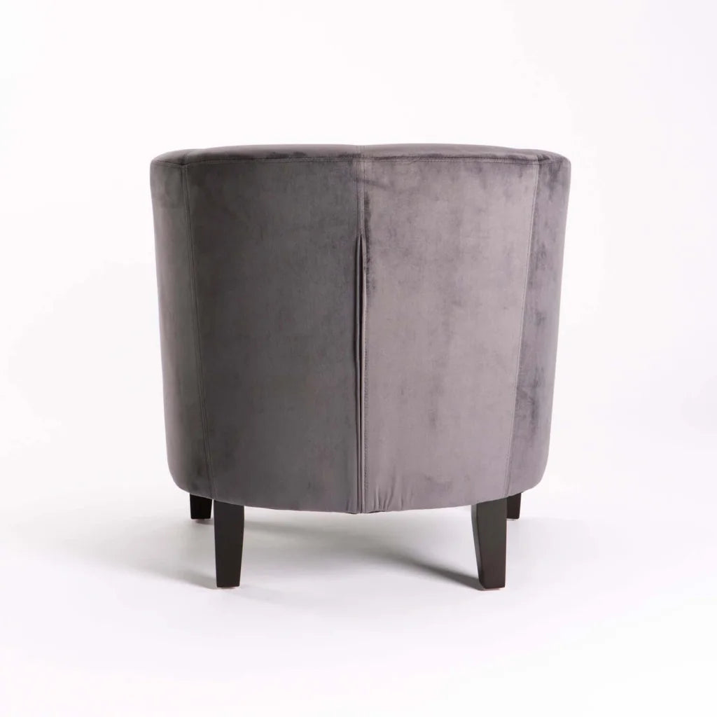 KELLY VELVET TUB ARMCHAIR - DARK GREY/MA LEG
